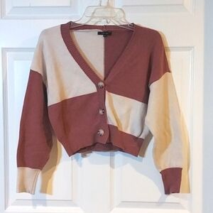 Love Tree Colorblock Sweater Womens Size M Cropped Cardigan